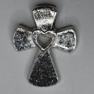 🔥 3/$15 NWT Autom Silver Cross with a Heart Lapel Pin